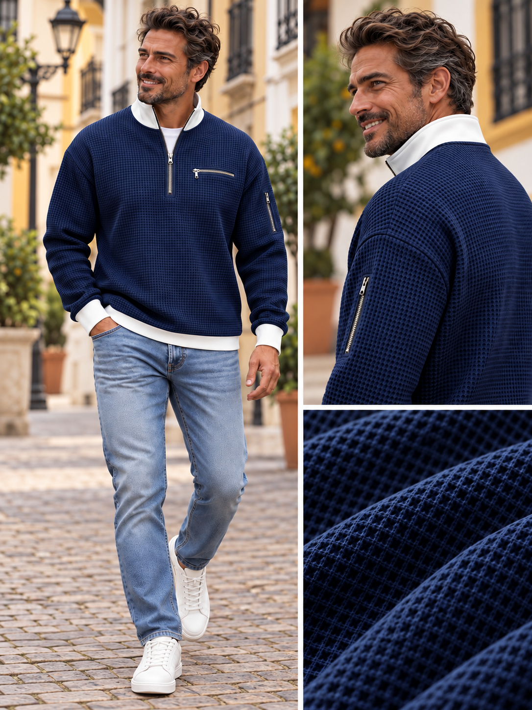 FERNANDO - Jersey con cuello elevado y media cremallera™