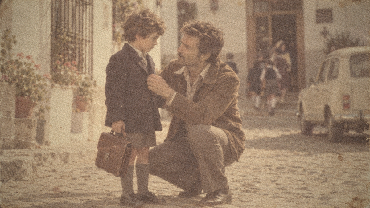 El padre de Curro, en la puerta del colegio. Septiembre de 1975.