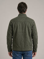 Chaqueta de campo Cristóbal en verde oliva, vista de espalda