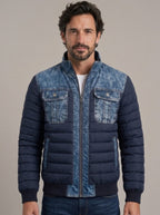 JUAN BOSCO chaqueta acolchada denim azul marino - plano medio
