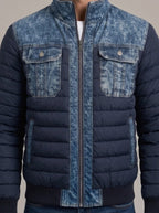 JUAN BOSCO chaqueta acolchada denim - detalle cuello y bolsillo vaquero