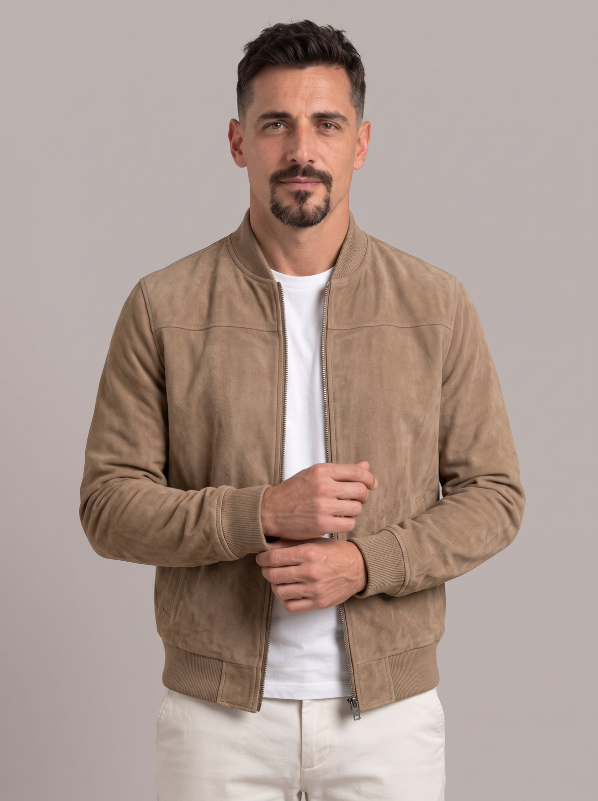 GERARD chaqueta de ante marrón arena - plano medio