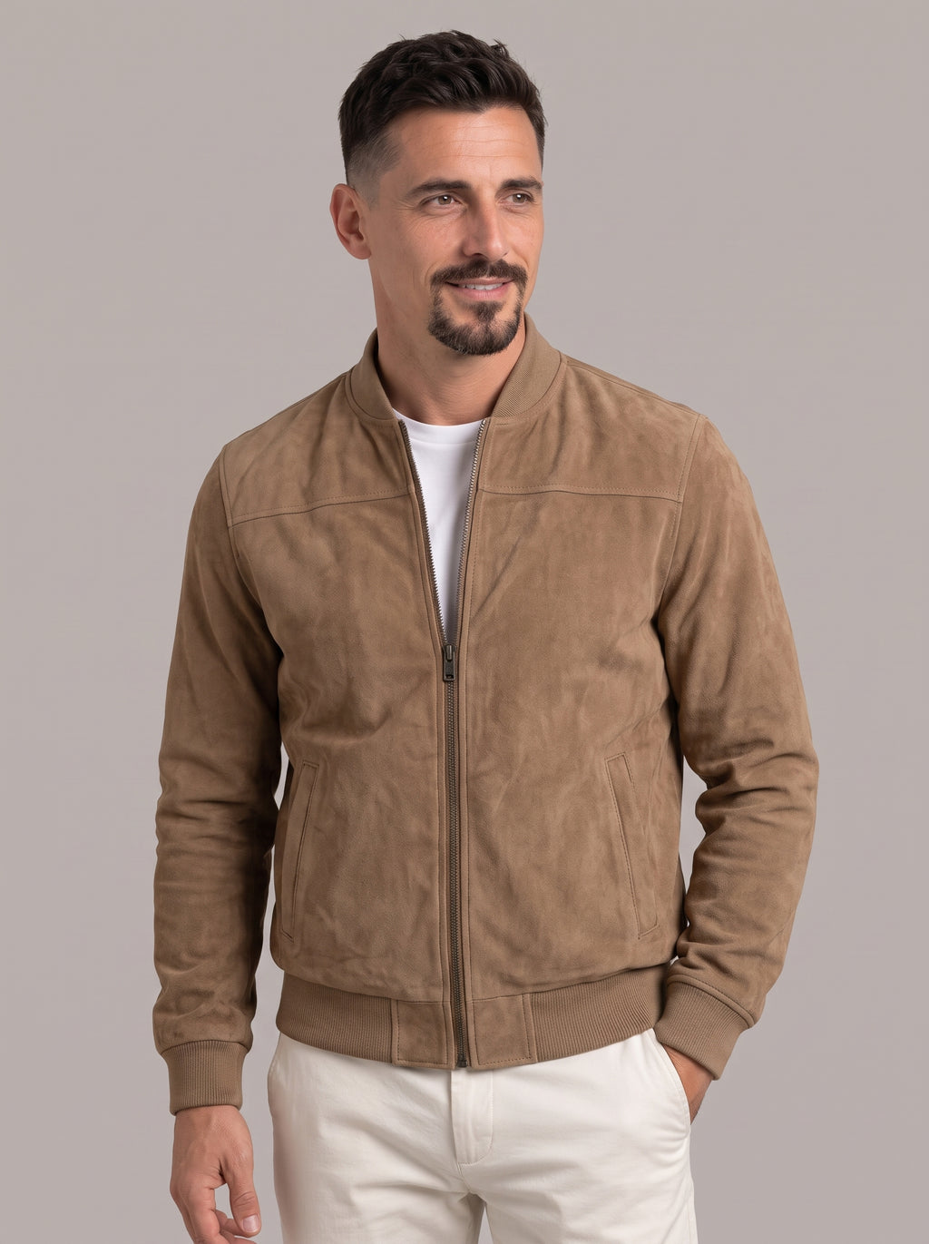 GERARD chaqueta de ante marrón arena - frente