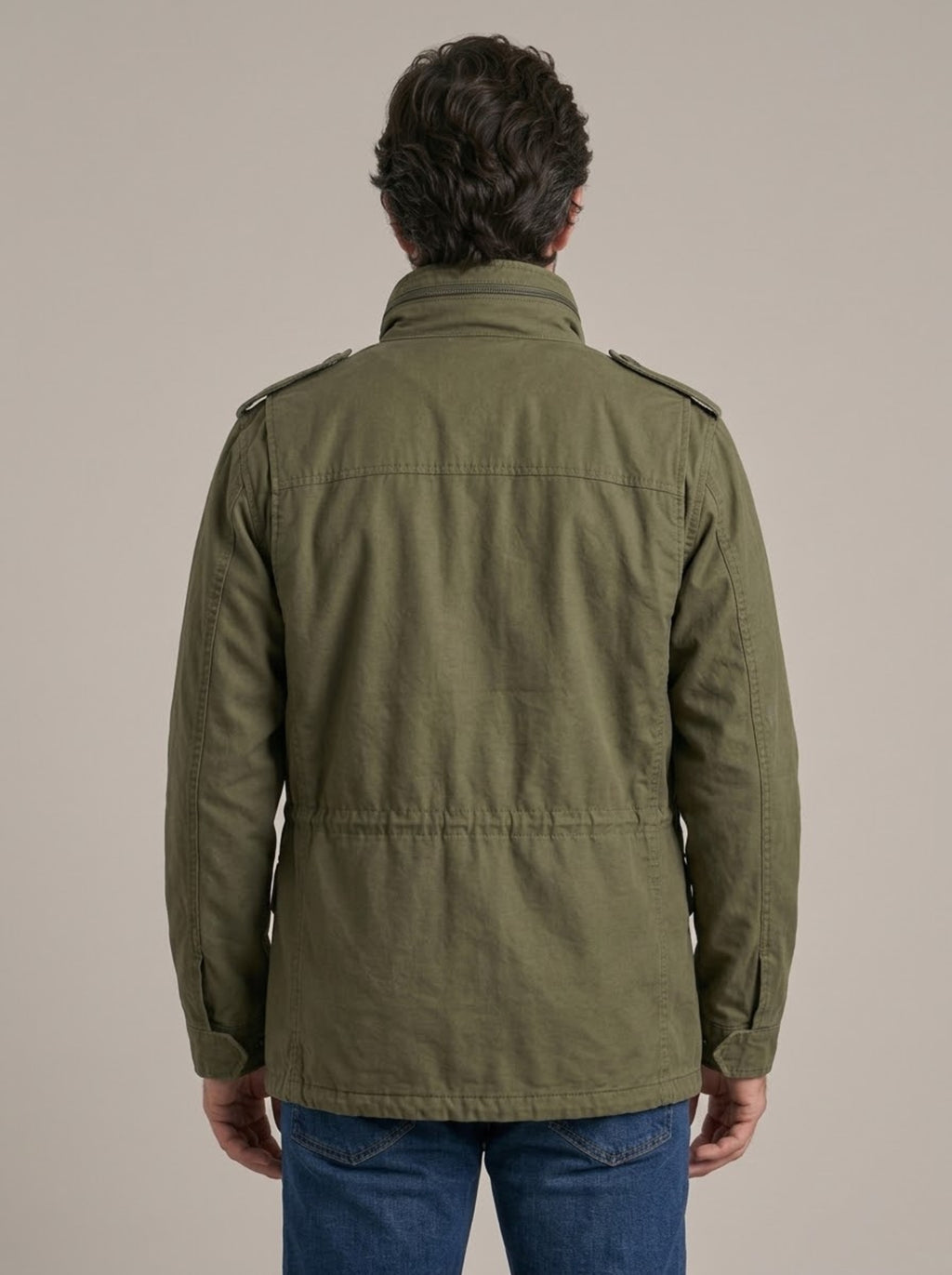 Chaqueta de campo Gerardo en verde militar, vista de espalda