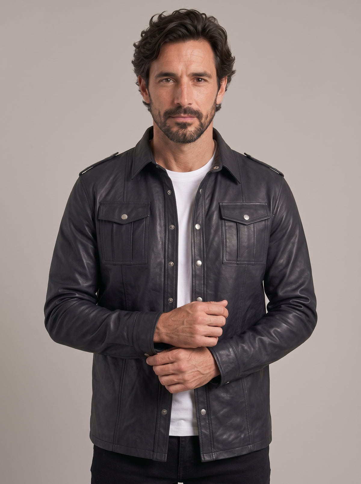 JUAN - Chaqueta piel bolsillos™