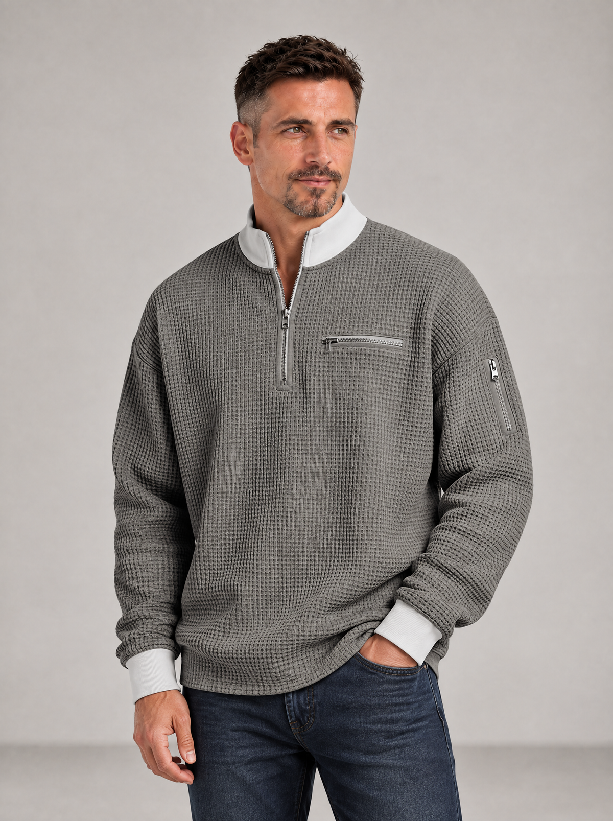 FERNANDO - Jersey con cuello elevado y media cremallera™