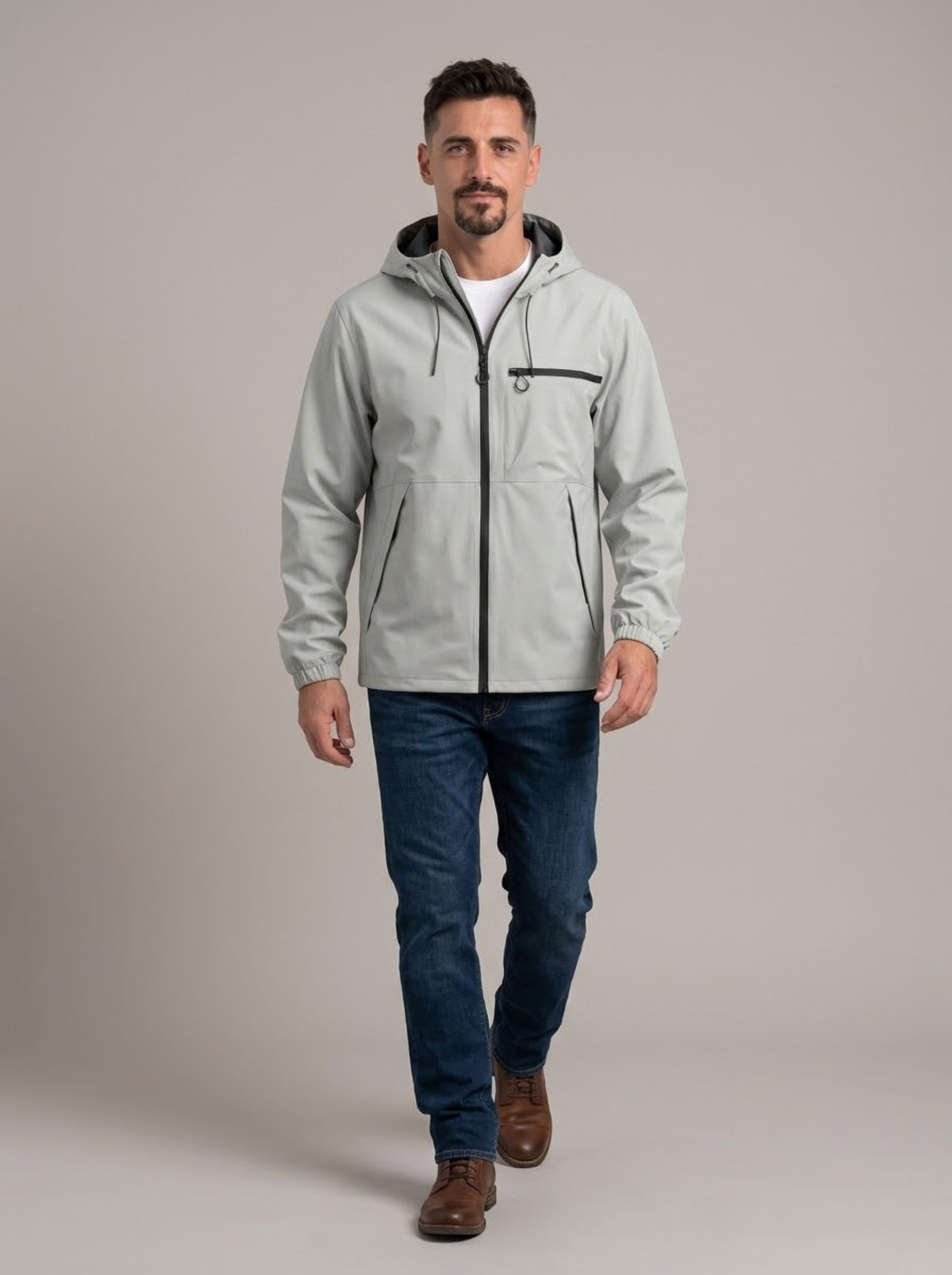 JOSÉ ALFONSO chaqueta cortavientos impermeable gris - cuerpo entero