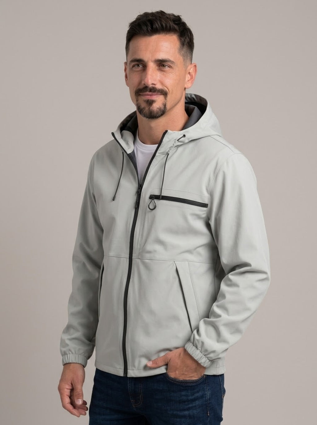 JOSÉ ALFONSO chaqueta cortavientos impermeable gris - frente