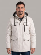 IAGO parka multibolsillos con capucha blanco seda - plano medio