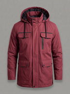 IAGO parka multibolsillos con capucha - color rojo borgoña