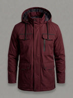 IAGO parka multibolsillos con capucha - color granate