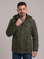 JOSÉ FERNANDO chaqueta con capucha forrada verde oscuro - frente