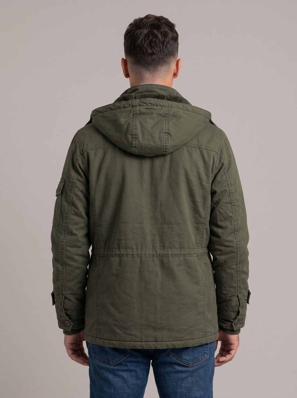 JOSÉ FERNANDO chaqueta con capucha forrada verde oscuro - espalda