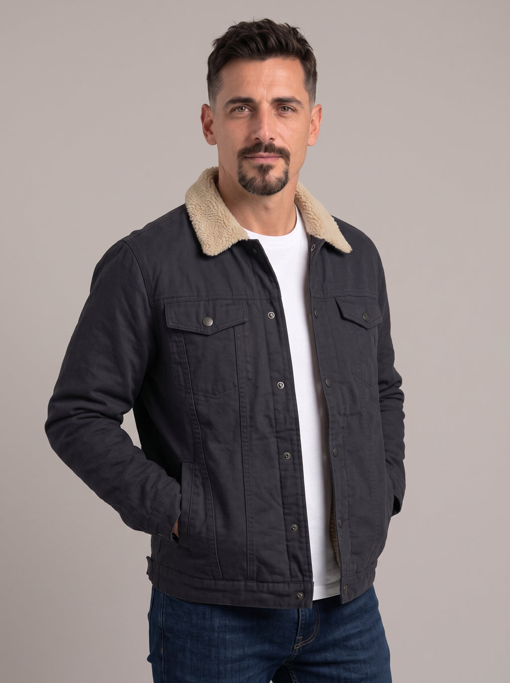 JOSÉ PEDRO chaqueta lona borreguillo - frente