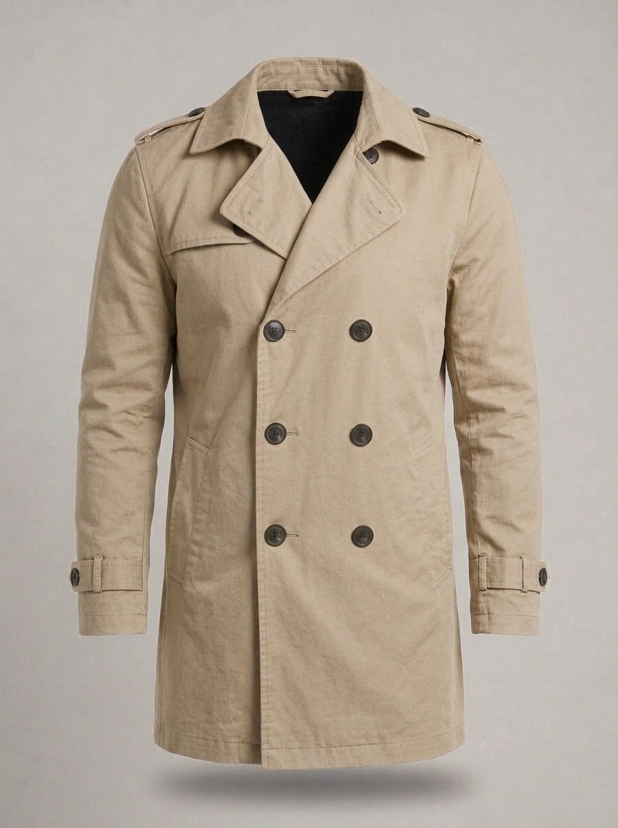 Gabardina tres cuartos cruzada JESÚS ALBERTO en color beige claro