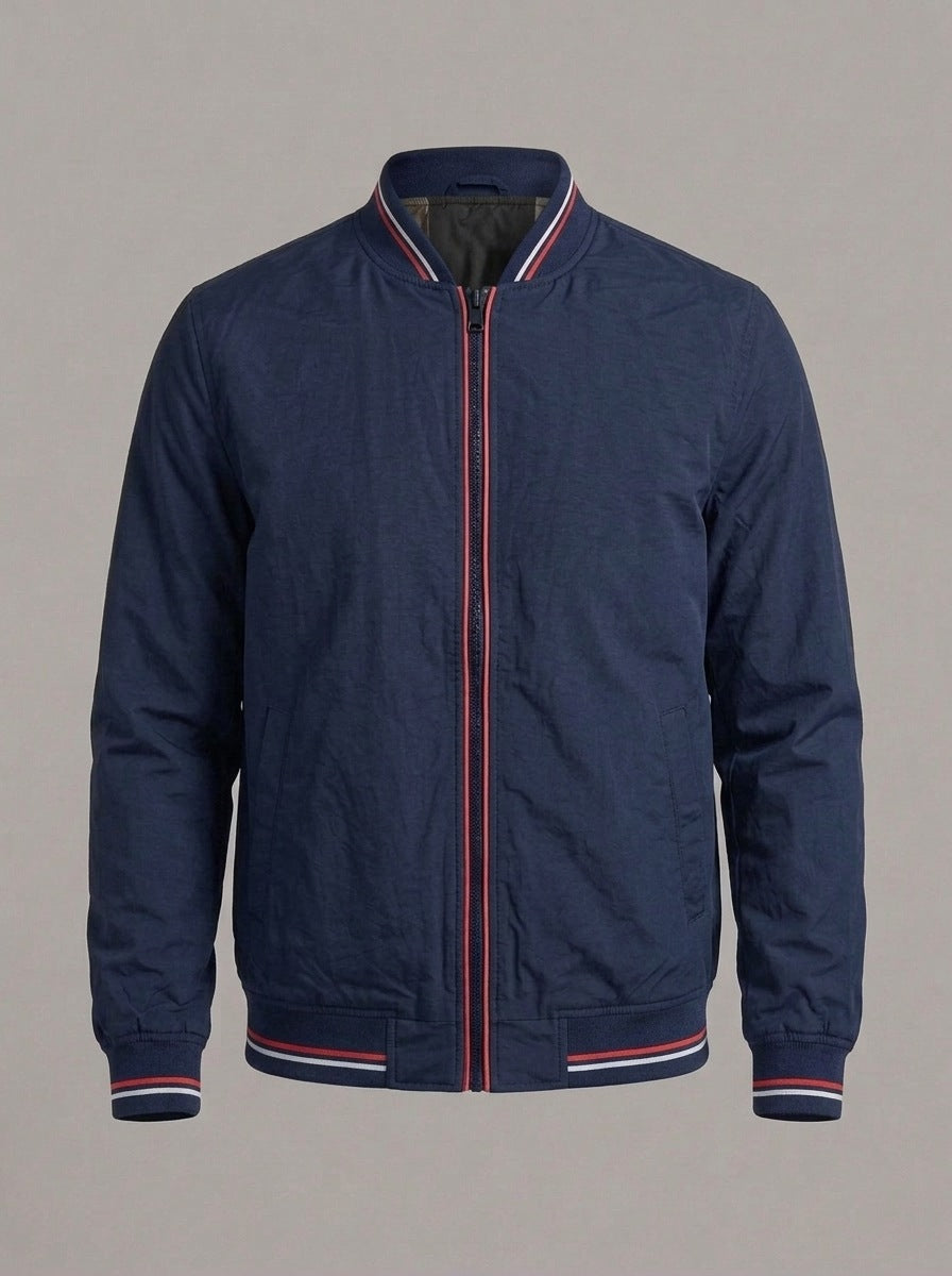 JOHN bomber ligera con ribetes - Azul marino