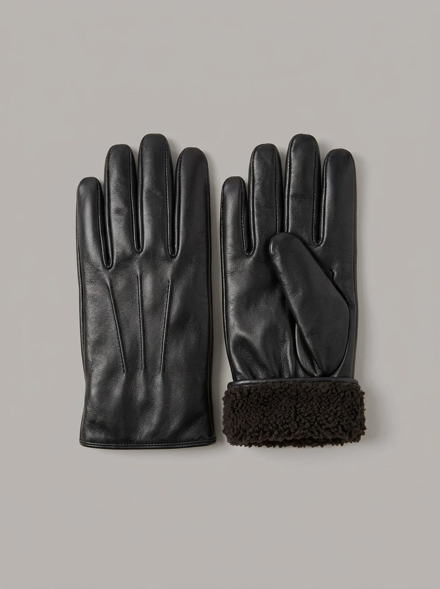 JOSÉ RICARDO guantes vintage con forro polar - color negro