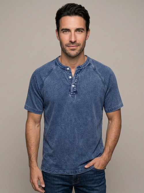 LUIS - Camiseta Henley lavada™