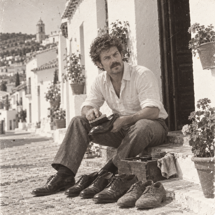 Los domingos, mi padre limpiaba los zapatos.