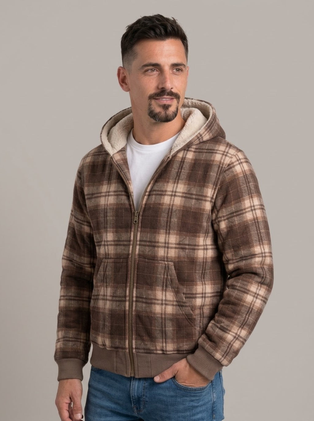 PEDRO MIGUEL chaqueta reversible con capucha - lado de cuadros
