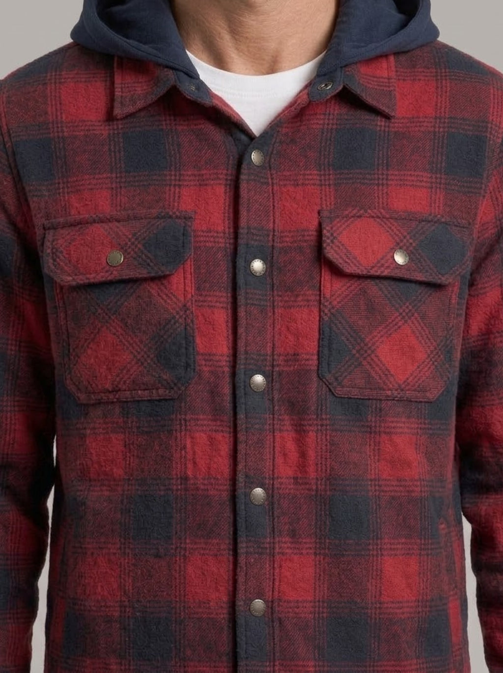 JUAN TOMÁS sobrecamisa de cuadros con capucha - detalle