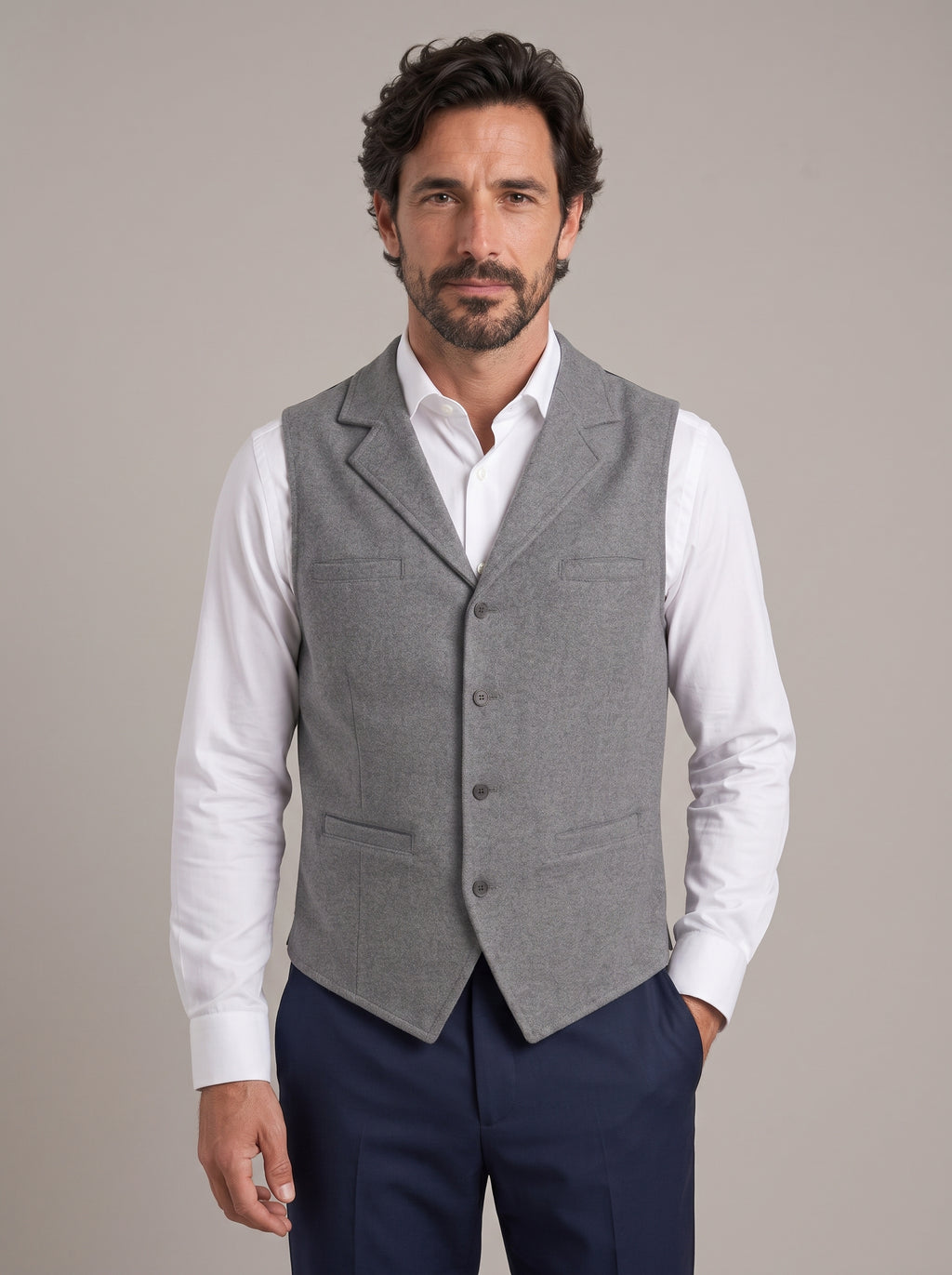 MANOLO chaleco lana gris - plano medio