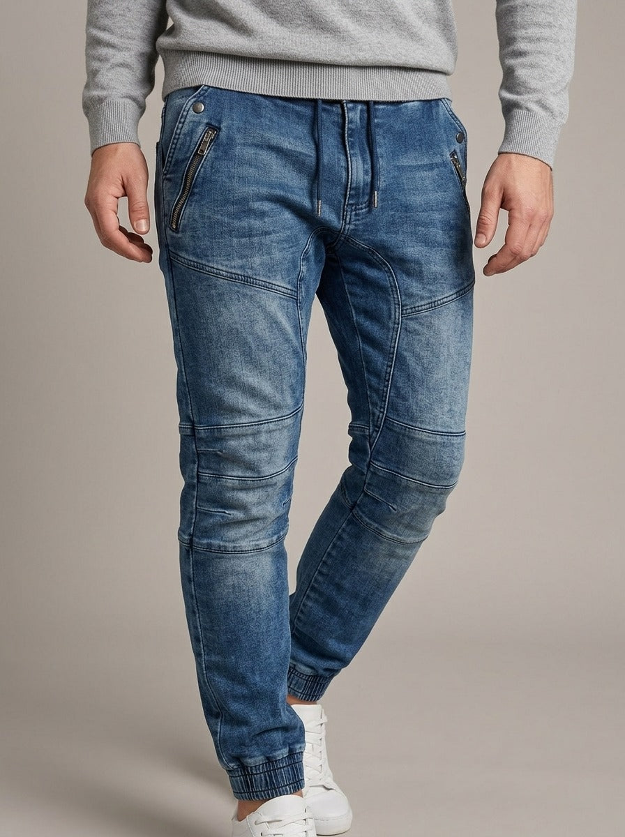 JUAN MANUEL - Vaquero jogger con bolsillos de cremallera - detalle rodilla