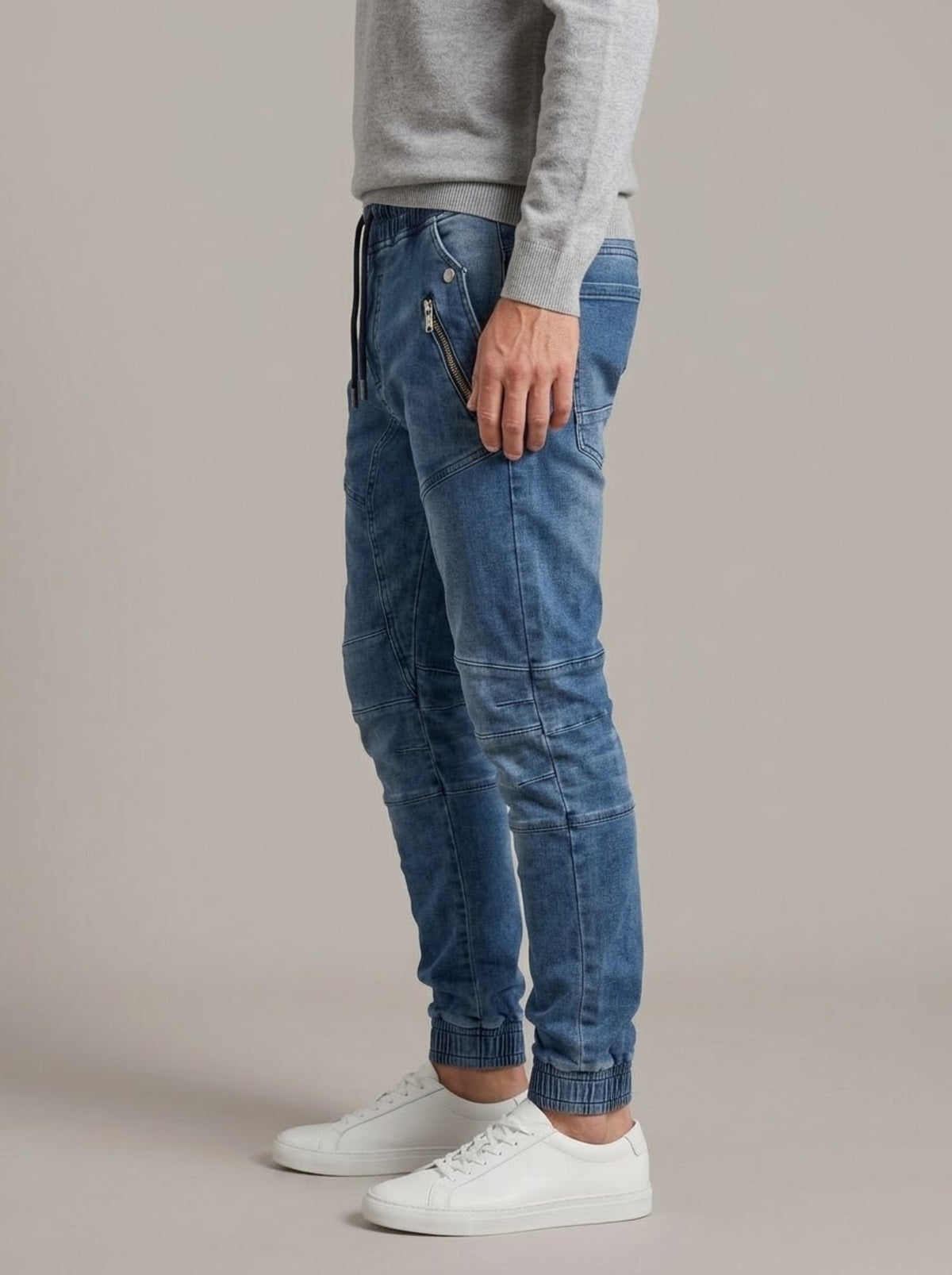 JUAN MANUEL - Vaquero jogger con bolsillos de cremallera - Azul