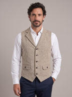 ÁNGEL JAVIER chaleco espiga beige - plano medio