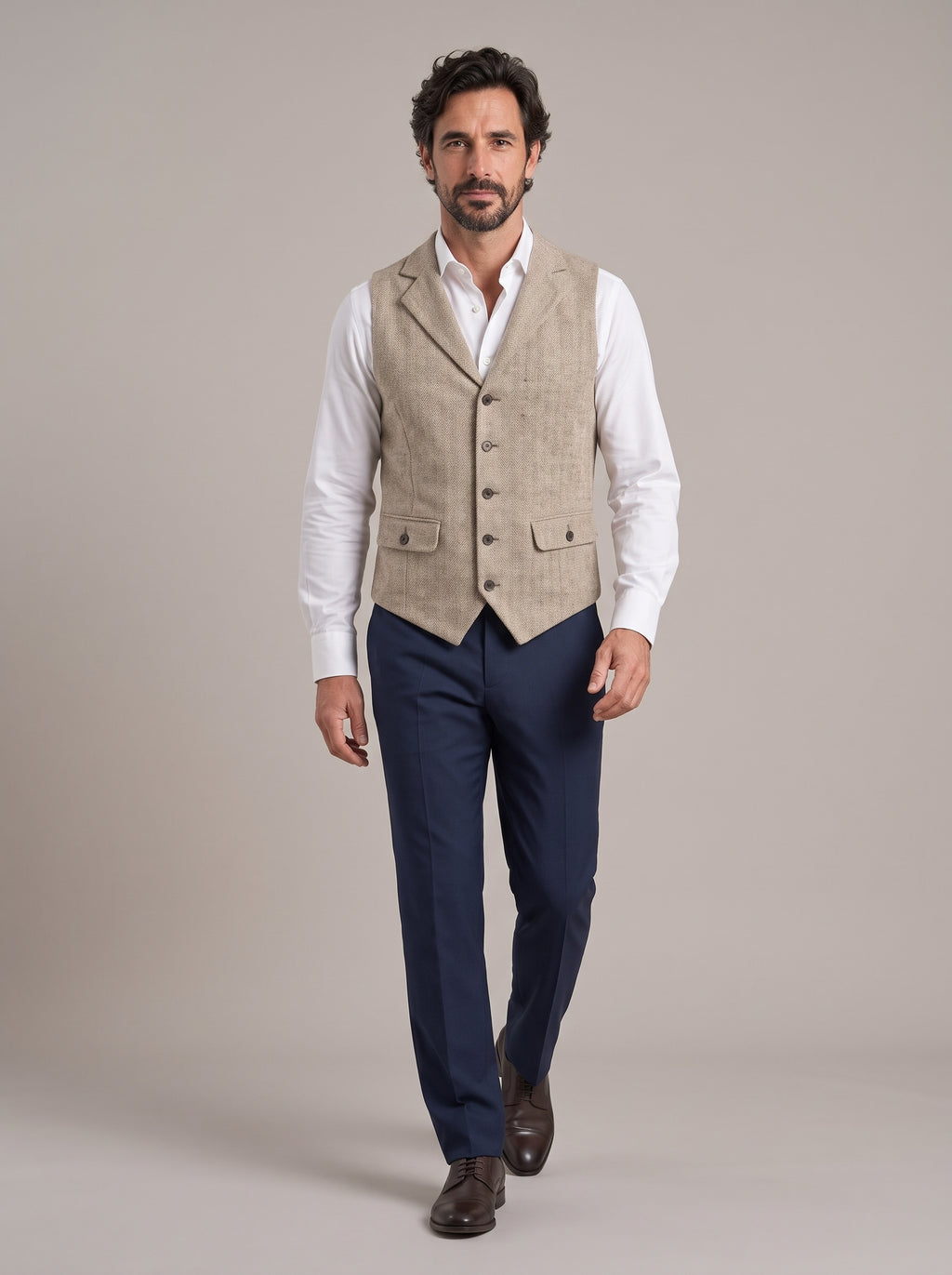 ÁNGEL JAVIER chaleco espiga beige - cuerpo entero