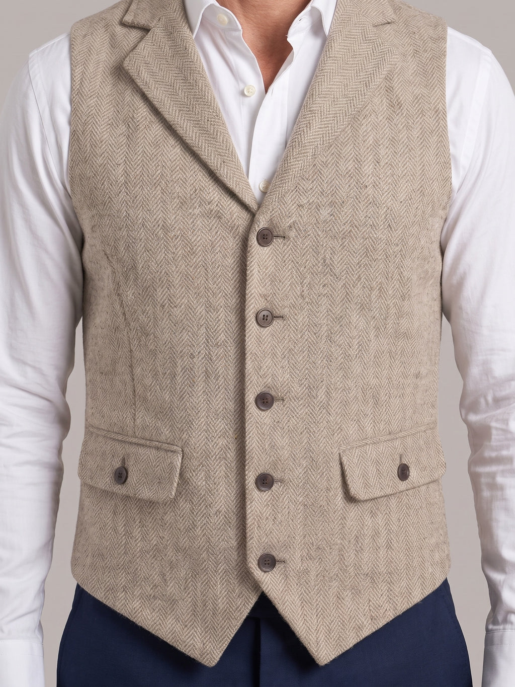 ÁNGEL JAVIER chaleco espiga beige - detalle