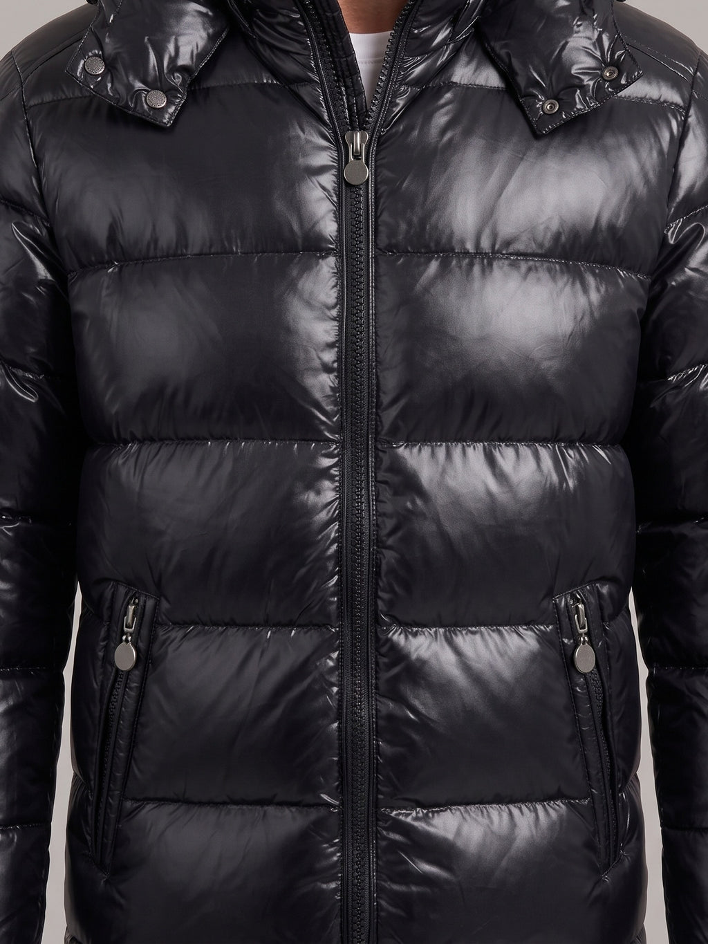 RUBÉN chaqueta plumas brillante - detalle